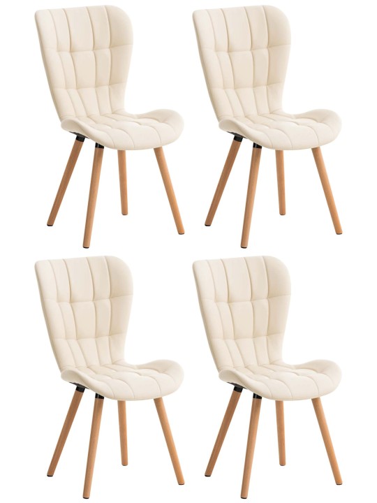 Set van 4 eetkamerstoelen Elda kunstleer, crème