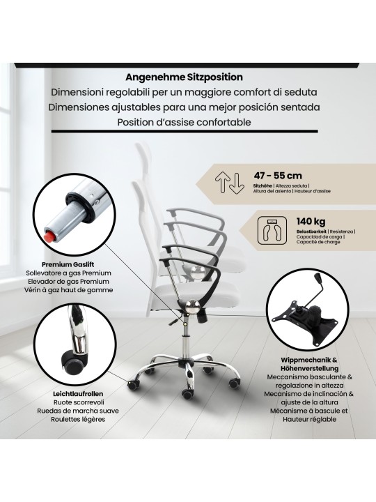 Bureaustoel Washington, wit