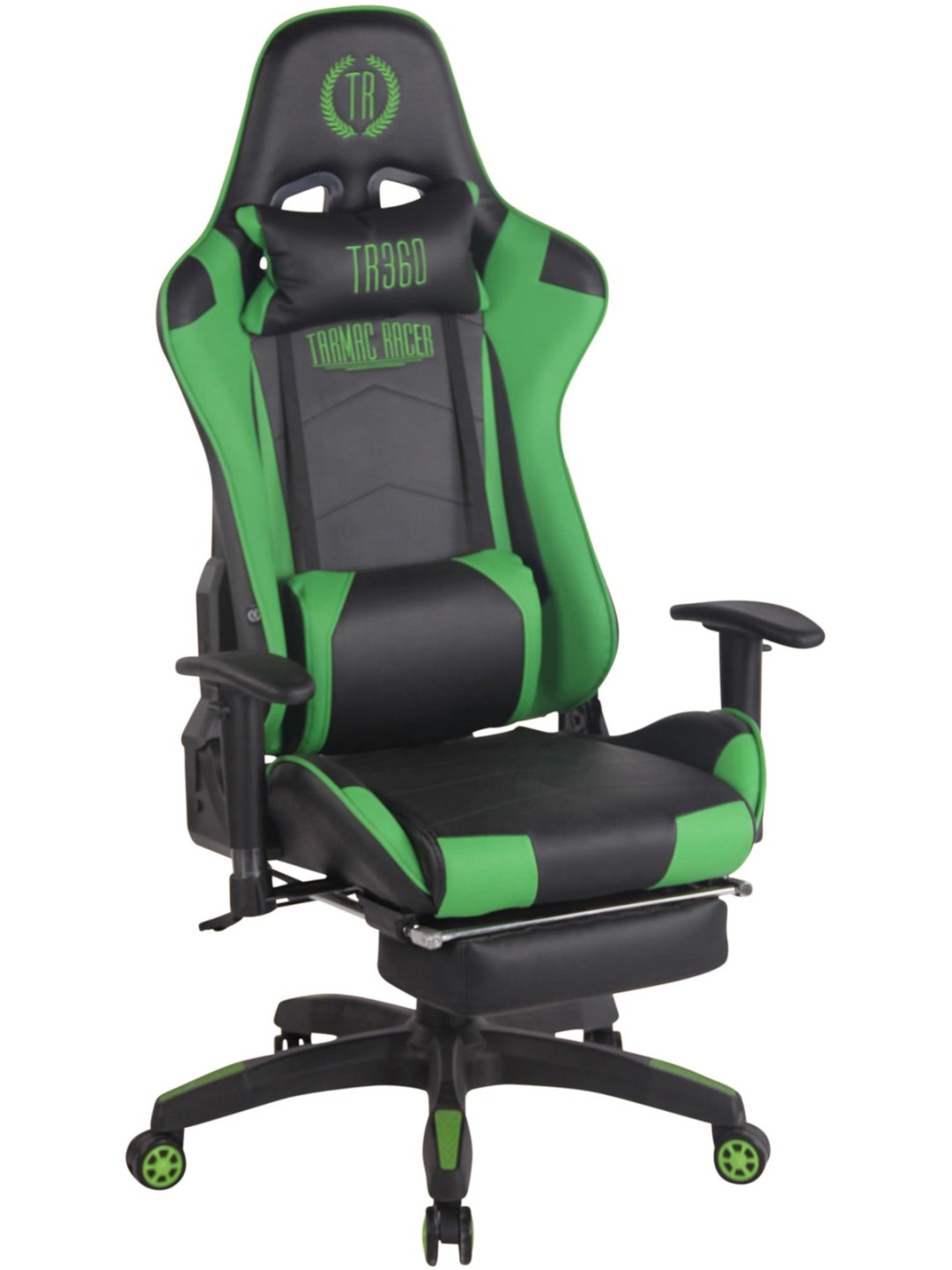 Racing bureaustoel Turbo met voetsteun, zwart/groen