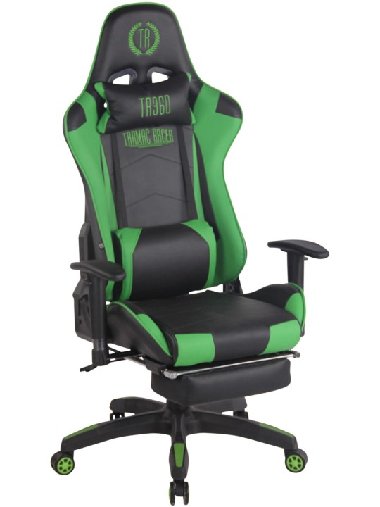 Racing bureaustoel Turbo met voetsteun, zwart/groen