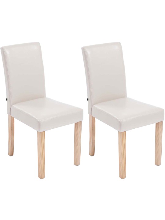 Set van 2 eetkamerstoelen Ina natura, crème