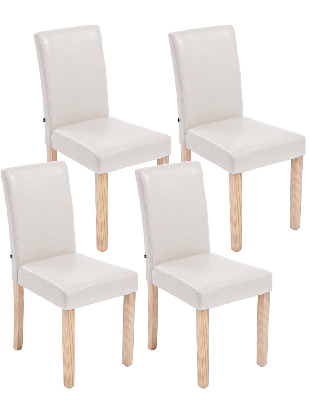 Set van 4 eetkamerstoelen Ina natura, crème