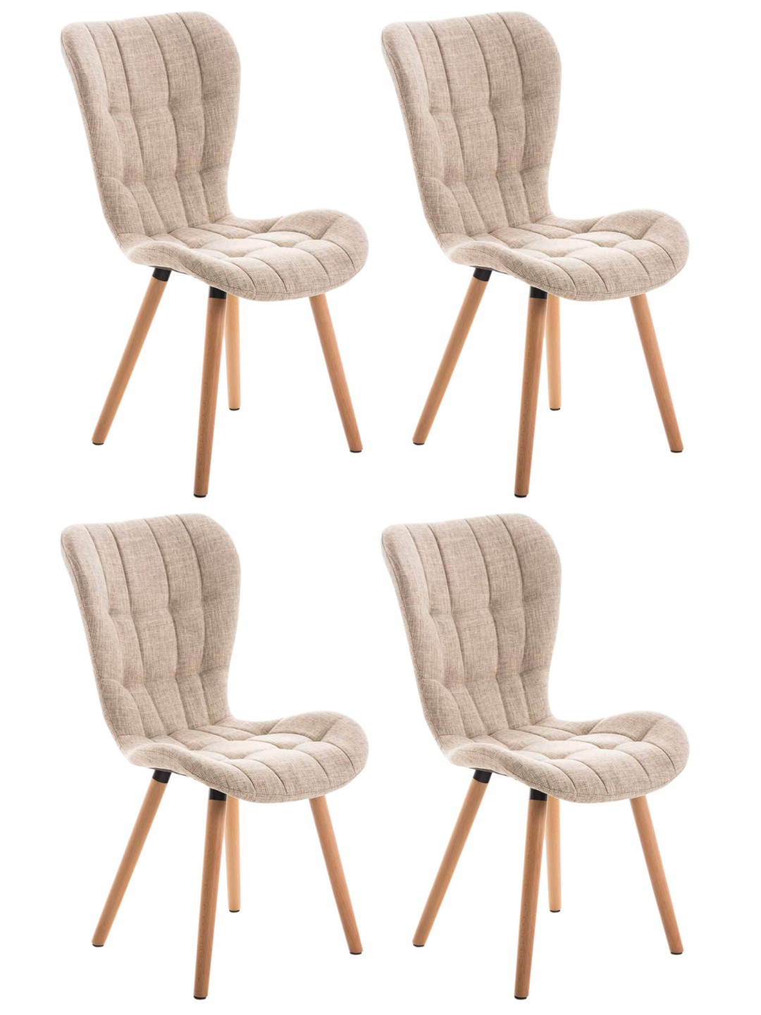 Set van 4 stoelen Elda stof naturel, crème