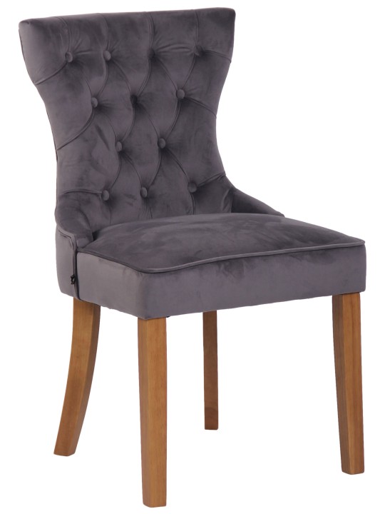 Set van 4 eetkamerstoelen Franca fluweel antiek-licht, donkergrijs