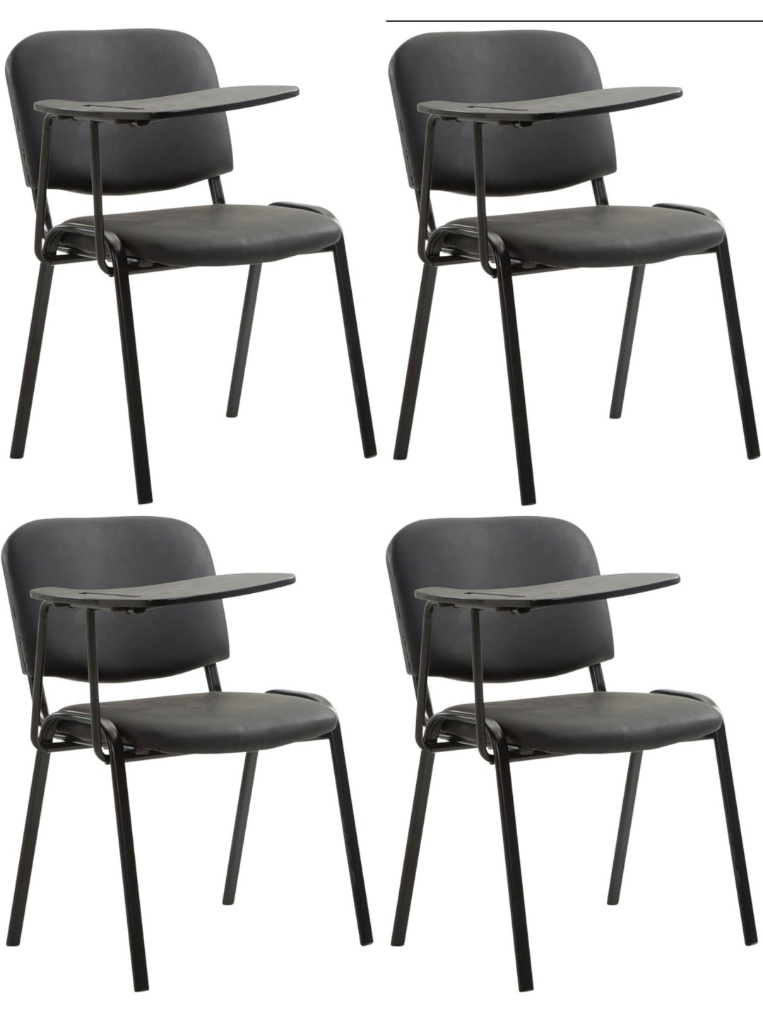 Set van 4 Ken stoelen met klaptafel kunstleer, zwart