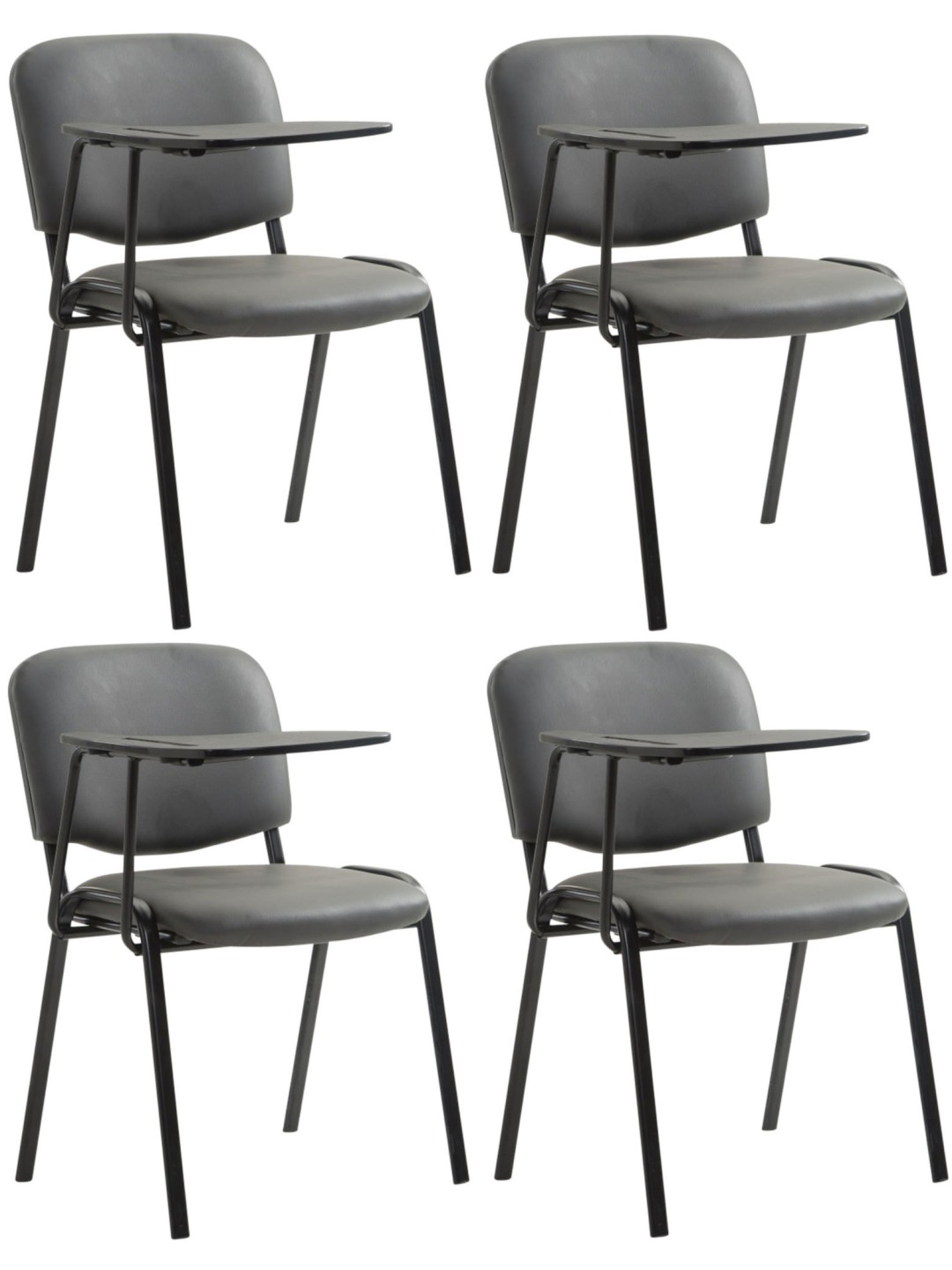 Set van 4 Ken stoelen met klaptafel kunstleer, grijs