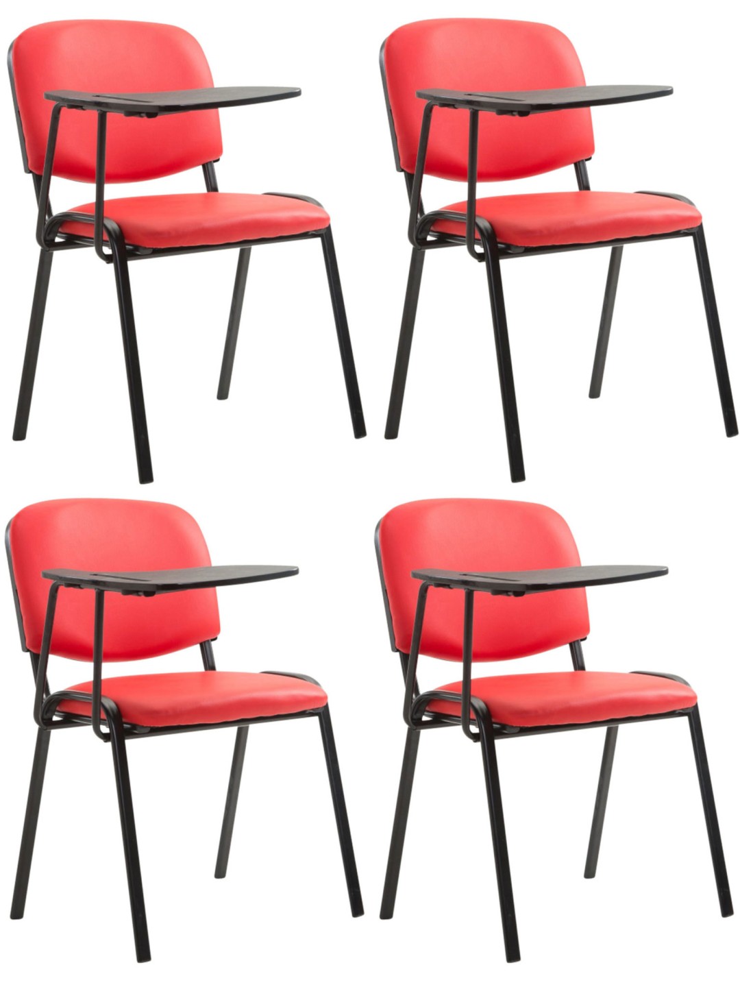 Set van 4 Ken stoelen met klaptafel kunstleer, rood