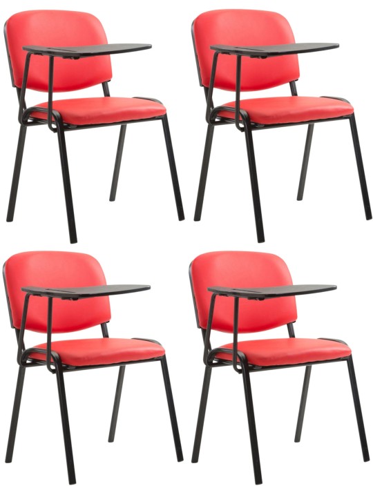 Set van 4 Ken stoelen met klaptafel kunstleer, rood Set van 4 Ken stoelen met klaptafel kunstleer, rood