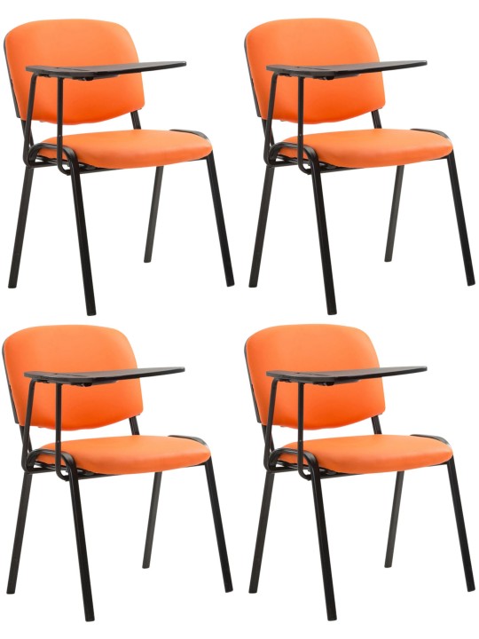 Set van 4 Ken stoelen met klaptafel kunstleer, oranje Set van 4 Ken stoelen met klaptafel kunstleer, oranje