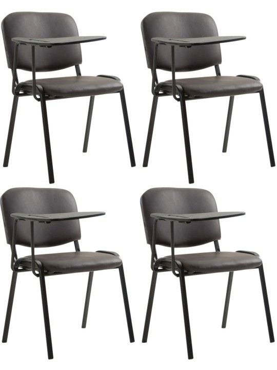 Set van 4 Ken stoelen met klaptafel kunstleer, bruin Set van 4 Ken stoelen met klaptafel kunstleer, bruin