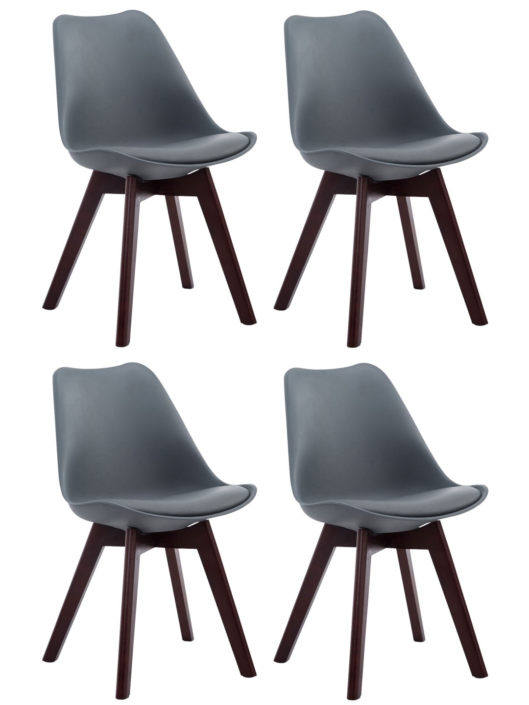 Set van 4 bezoekersstoelen Borneo V2 walnoot kunstleer, grijs