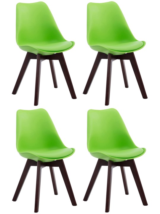Set van 4 bezoekersstoelen Borneo V2 walnoot kunstleer, groen