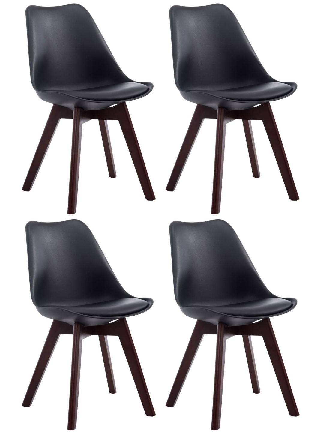 Set van 4 bezoekersstoelen Borneo V2 walnoot kunstleer, zwart