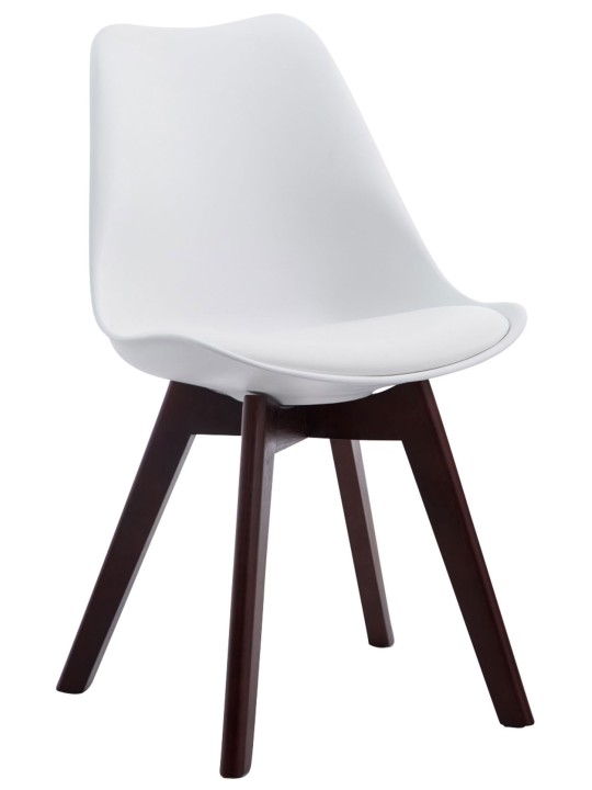 Set van 4 bezoekersstoelen Borneo V2 walnoot kunstleer, wit