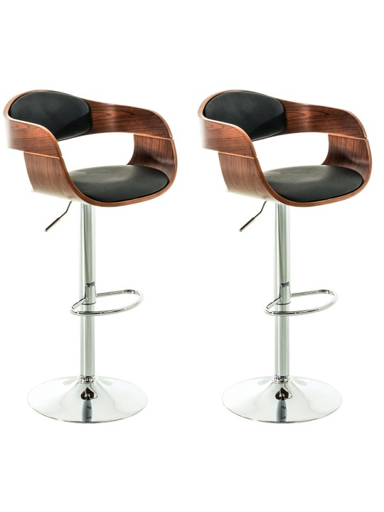 Set van 2 barkrukken Kingston C kunstleer, walnoot/zwart