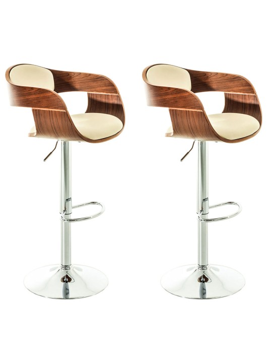 Set van 2 barkrukken Kingston C kunstleer, walnoot/crème