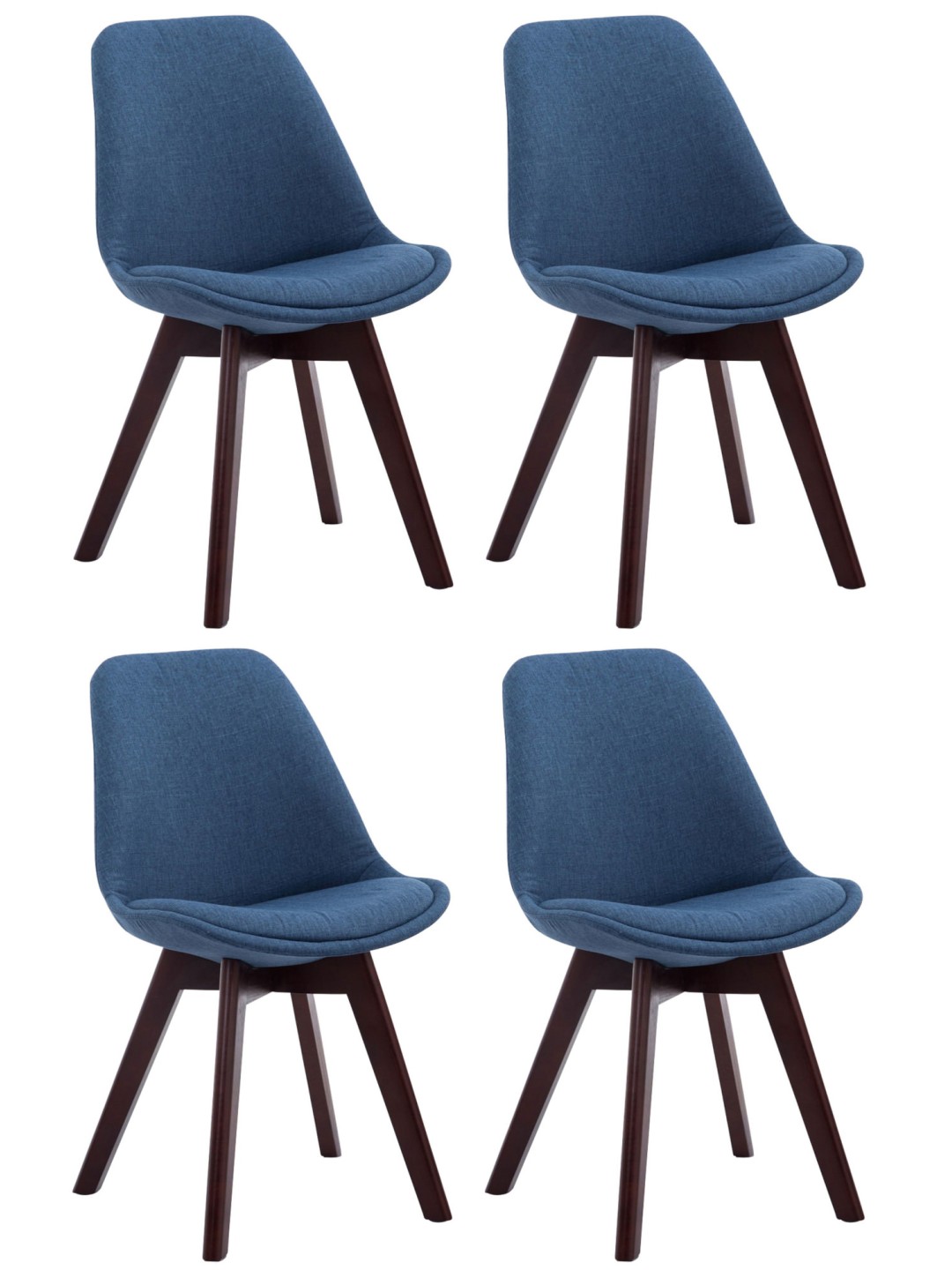 Set van 4 bezoekersstoelen Borneo V2 walnoot stof, blauw