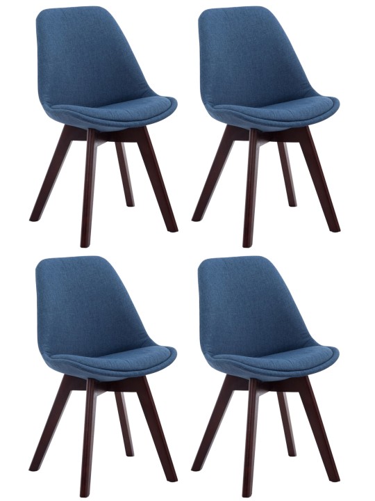 Set van 4 bezoekersstoelen Borneo V2 walnoot stof, blauw