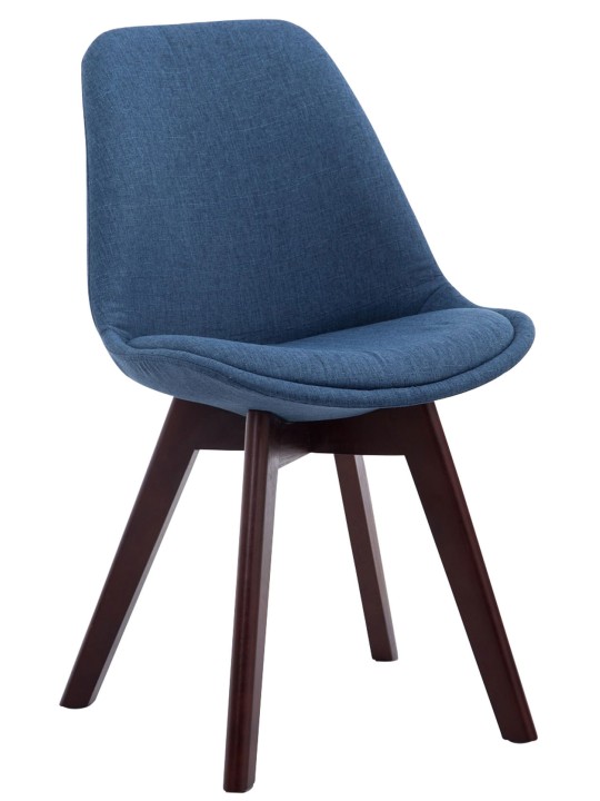 Set van 4 bezoekersstoelen Borneo V2 walnoot stof, blauw