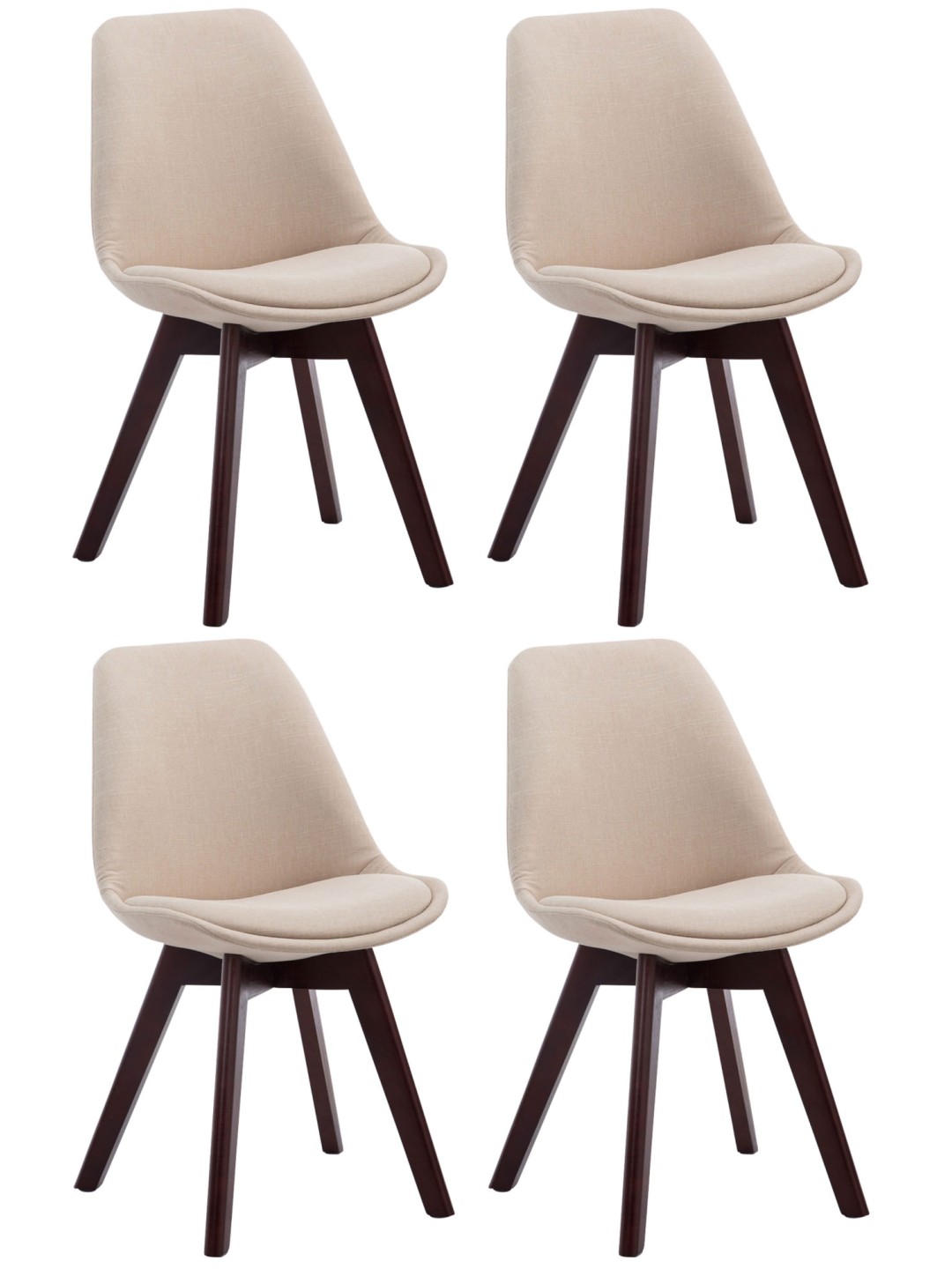 Set van 4 bezoekersstoelen Borneo V2 walnoot stof, crème