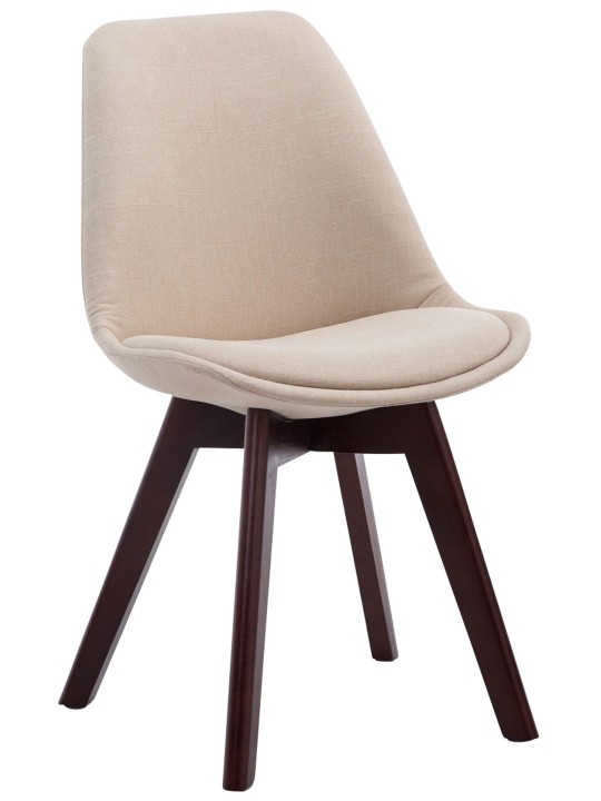 Set van 4 bezoekersstoelen Borneo V2 walnoot stof, crème