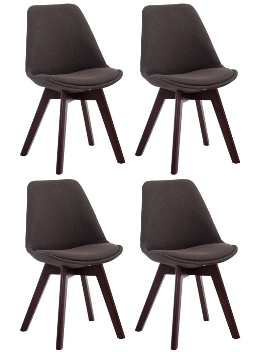 Set van 4 bezoekersstoelen Borneo V2 walnoot stof, donkergrijs