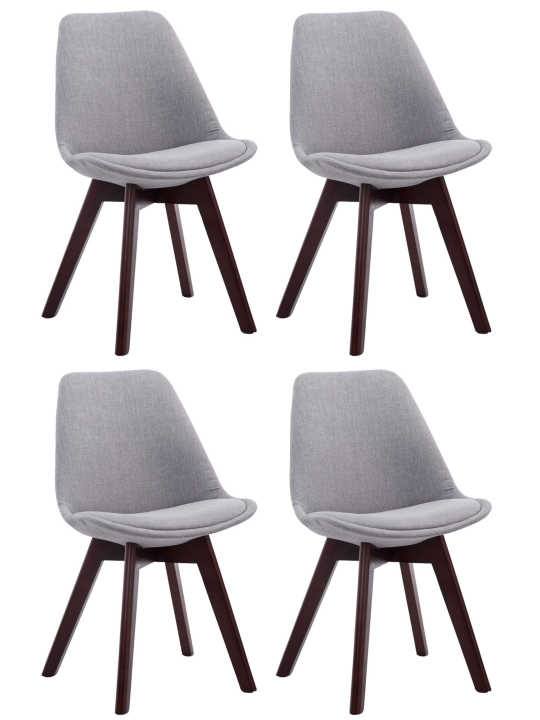 Set van 4 bezoekersstoelen Borneo V2 walnoot stof, grijs