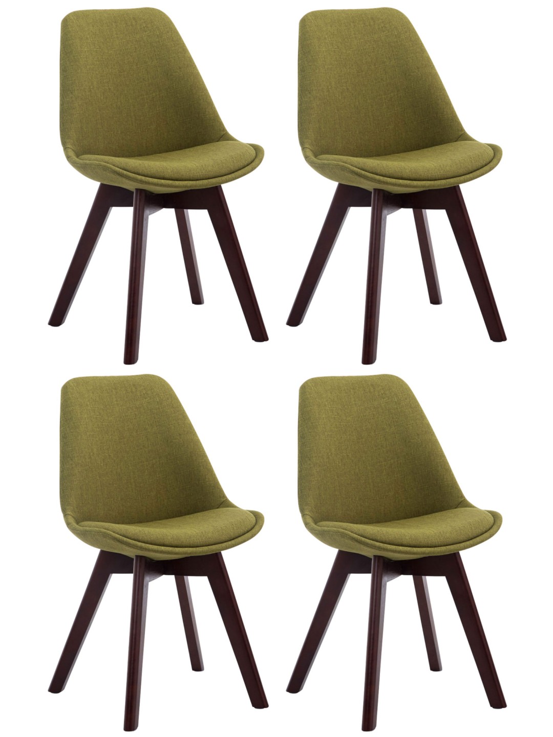 Set van 4 bezoekersstoelen Borneo V2 walnoot stof, groen