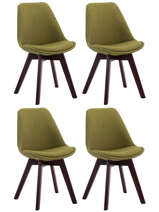 Set van 4 bezoekersstoelen Borneo V2 walnoot stof, groen