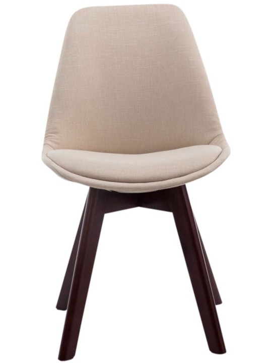 Set van 4 bezoekersstoelen Borneo V2 walnoot stof, crème