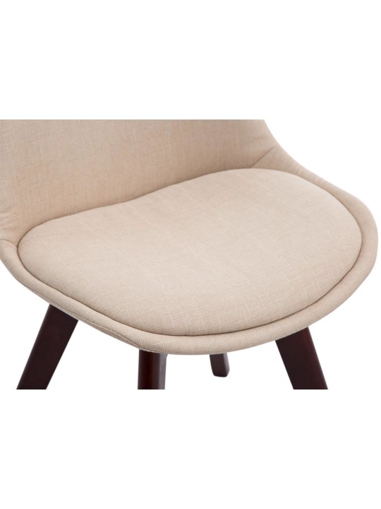 Set van 4 bezoekersstoelen Borneo V2 walnoot stof, crème