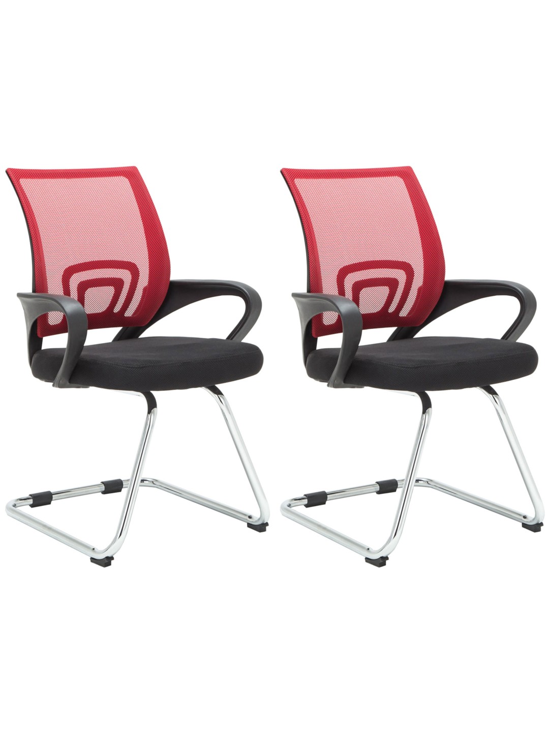 Set van 2 bezoekersstoelen Eureka, rood