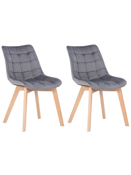 Set van 2 eetkamerstoelen Passaic fluweel, grijs