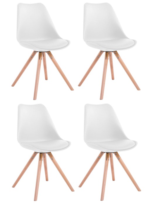 Set van 4 stoelen Toulouse kunstleer rond naturel, wit