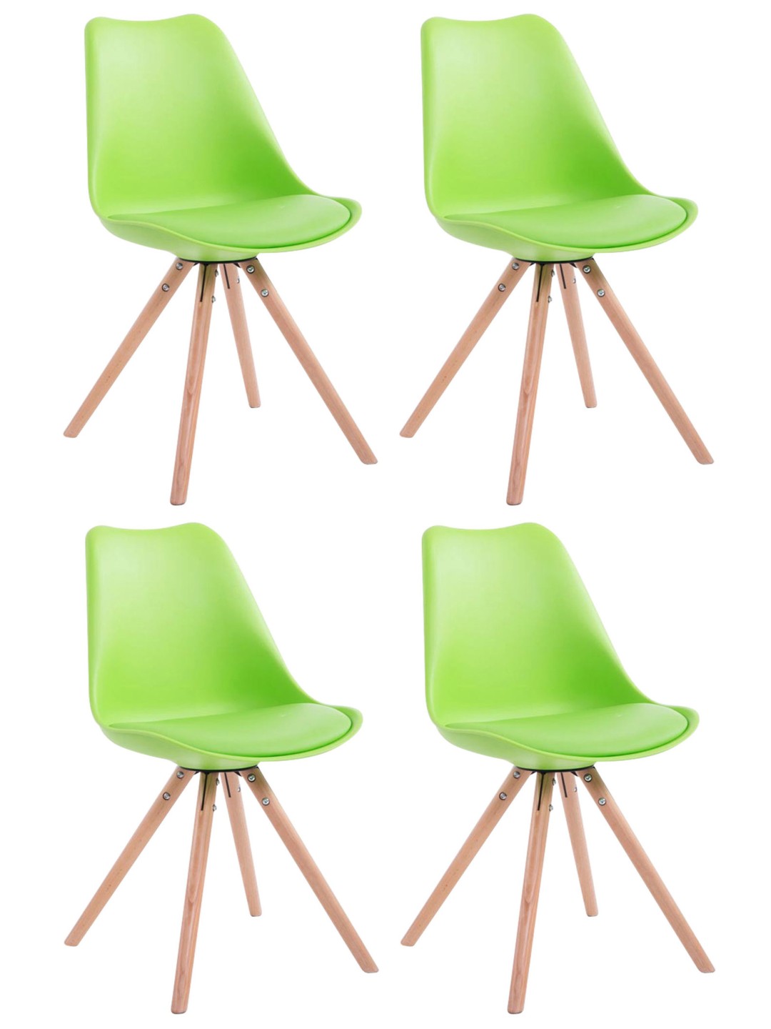 Set van 4 stoelen Toulouse kunstleer rond naturel, groen