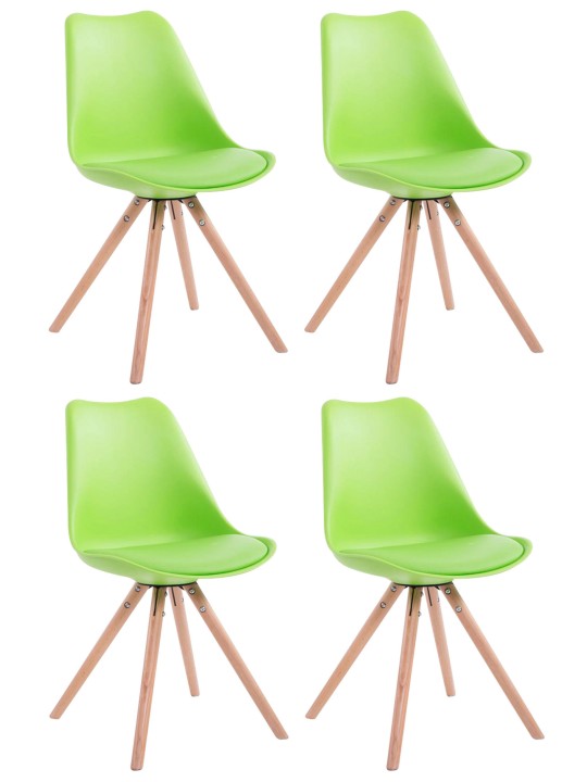 Set van 4 stoelen Toulouse kunstleer rond naturel, groen