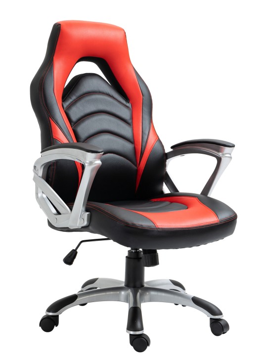 Bureaustoel Foxton kunstleer, zwart/rood