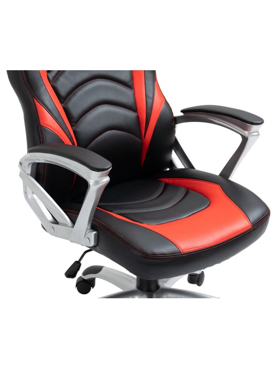 Bureaustoel Foxton kunstleer, zwart/rood