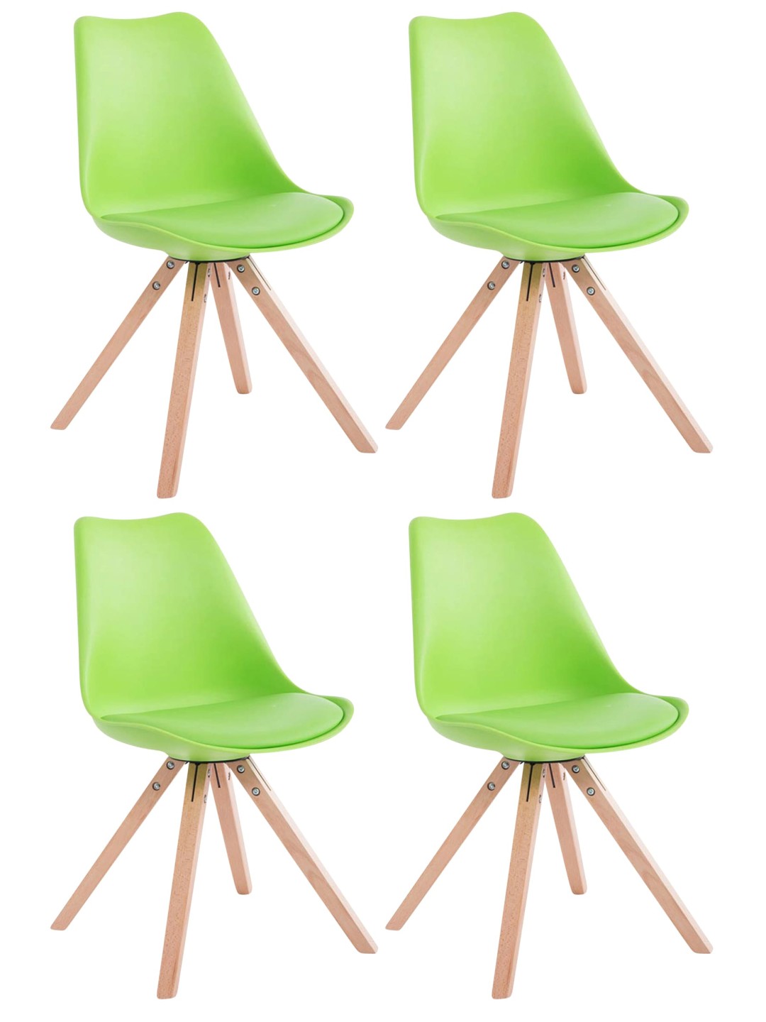 Set van 4 stoelen Toulouse kunstleer Natura Vierkant, groen