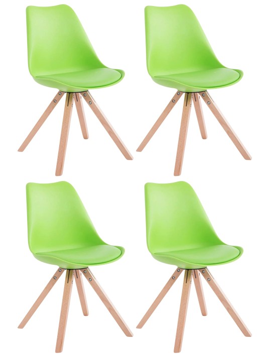 Set van 4 stoelen Toulouse kunstleer Natura Vierkant, groen