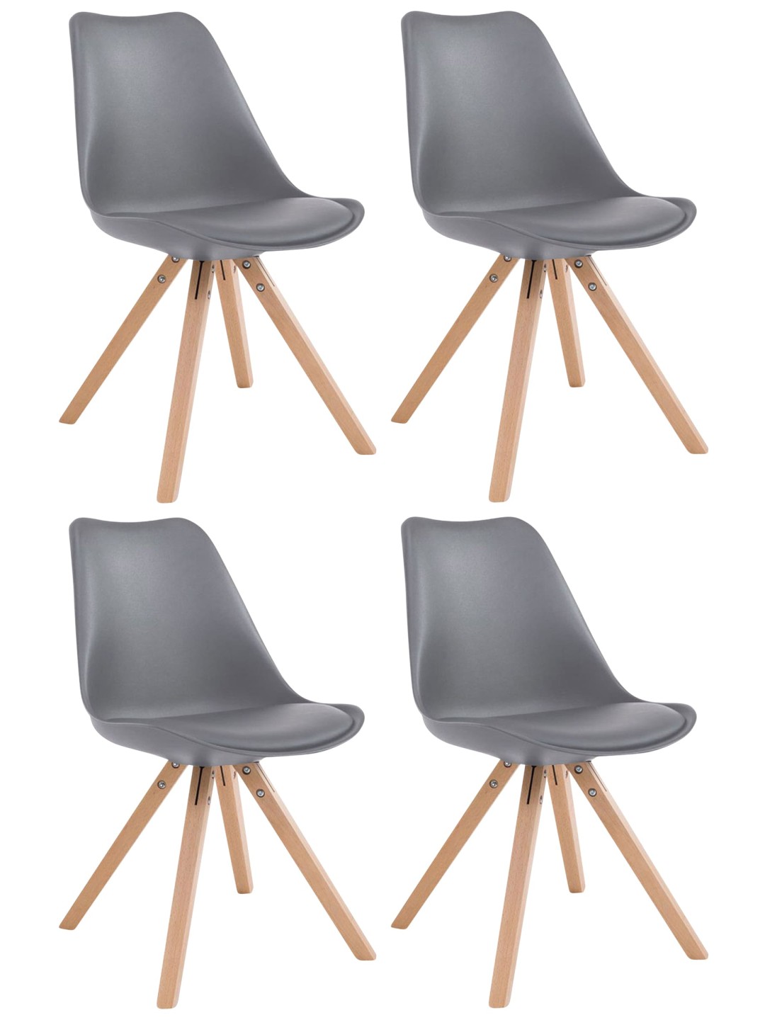Set van 4 stoelen Toulouse kunstleer Natura Vierkant, grijs
