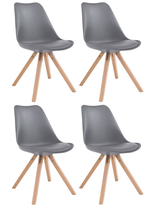 Set van 4 stoelen Toulouse kunstleer Natura Vierkant, grijs