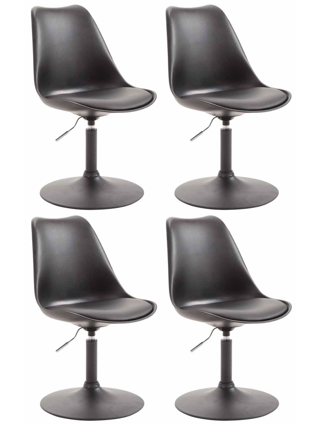 Set van 4 eetkamerstoelen Maverick B kunststof, zwart