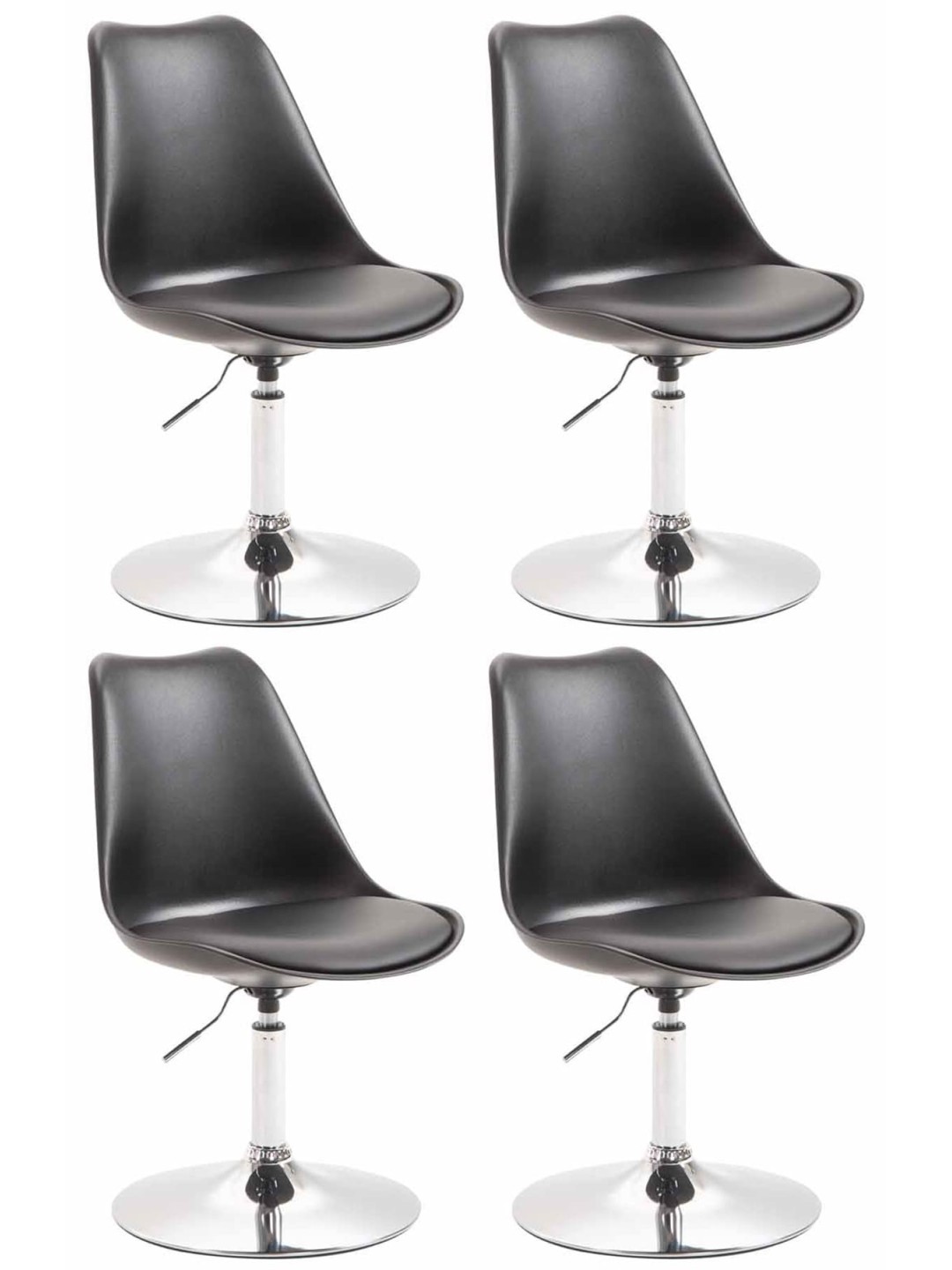 Set van 4 eetkamerstoelen Maverick C kunststof, zwart