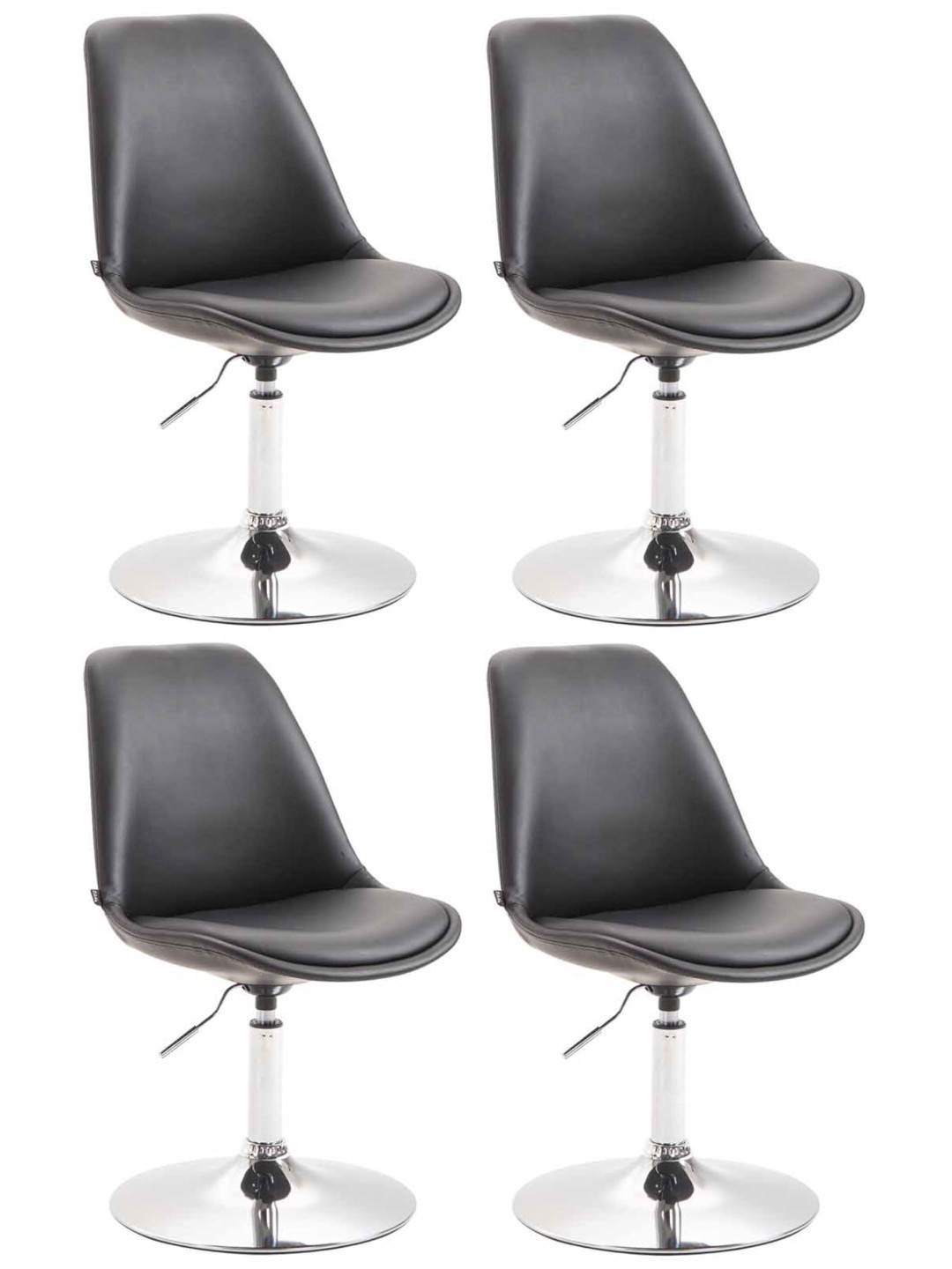 Set van 4 eetkamerstoelen Maverick C kunstleer, zwart