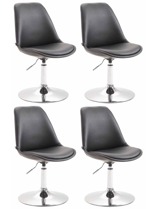 Set van 4 eetkamerstoelen Maverick C kunstleer, zwart