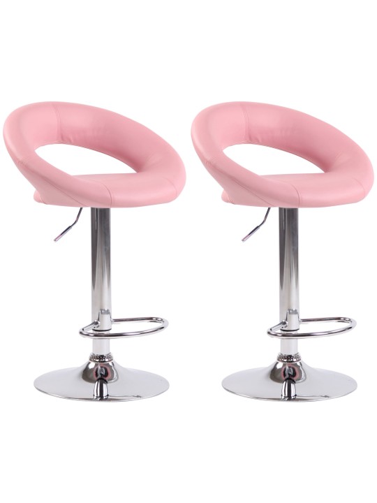 Set van 2 barkrukken Olinda kunstleer chroom, roze Set van 2 barkrukken Olinda kunstleer chroom, roze