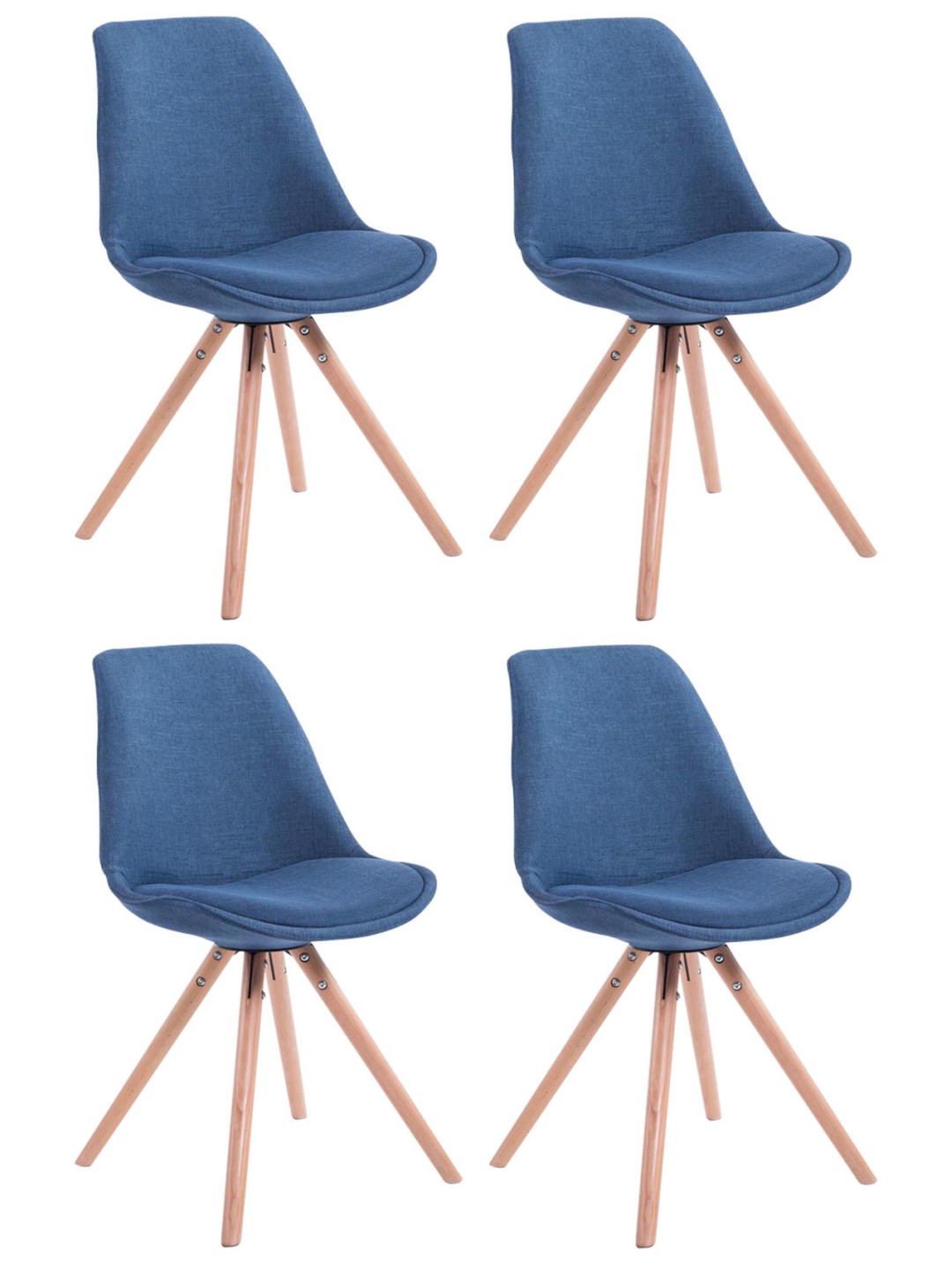 Set van 4 stoelen Toulouse stof Natura rond, blauw