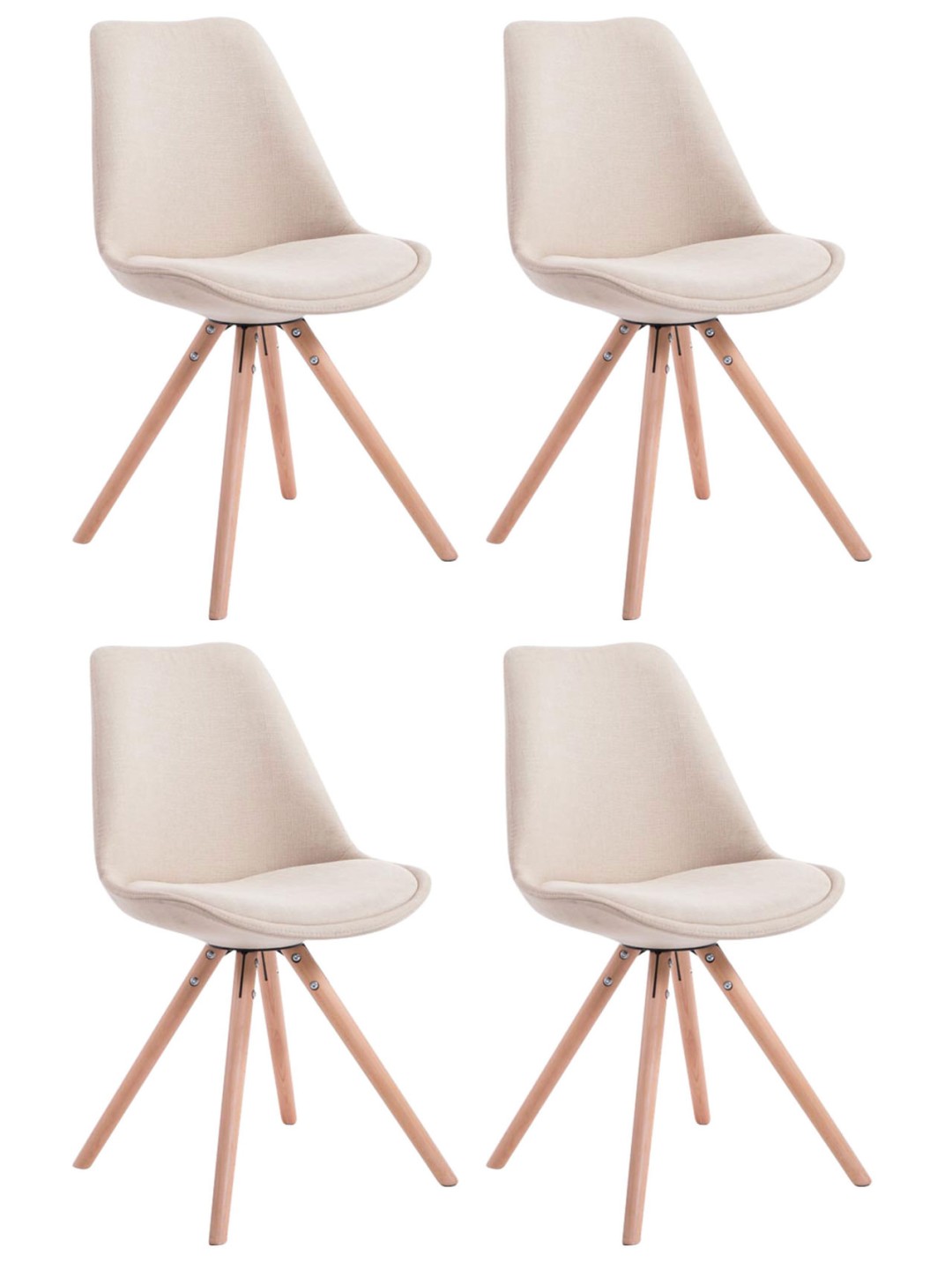 Set van 4 stoelen Toulouse stof Natura rond, crème