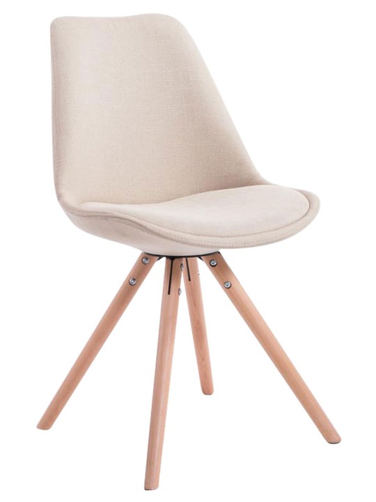 Set van 4 stoelen Toulouse stof Natura rond, crème